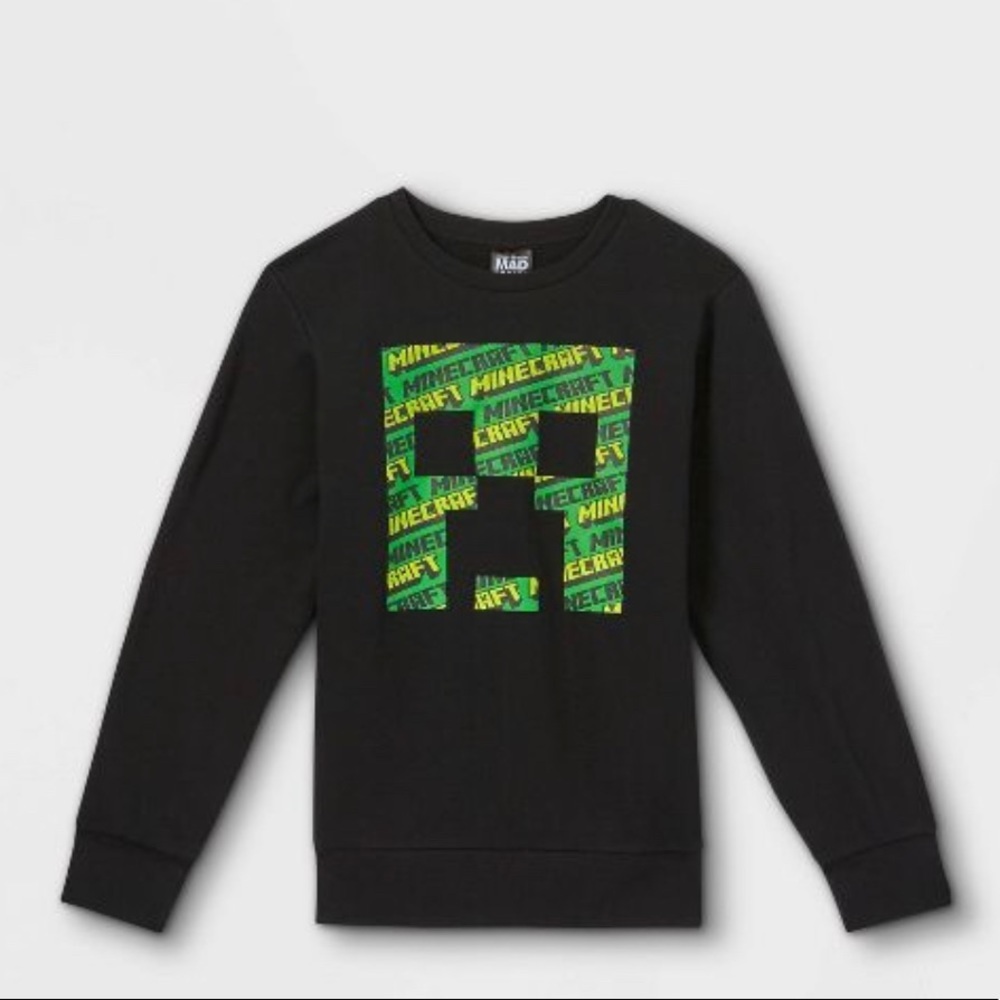Minecraft Creeper Green Black Sweatshirt L